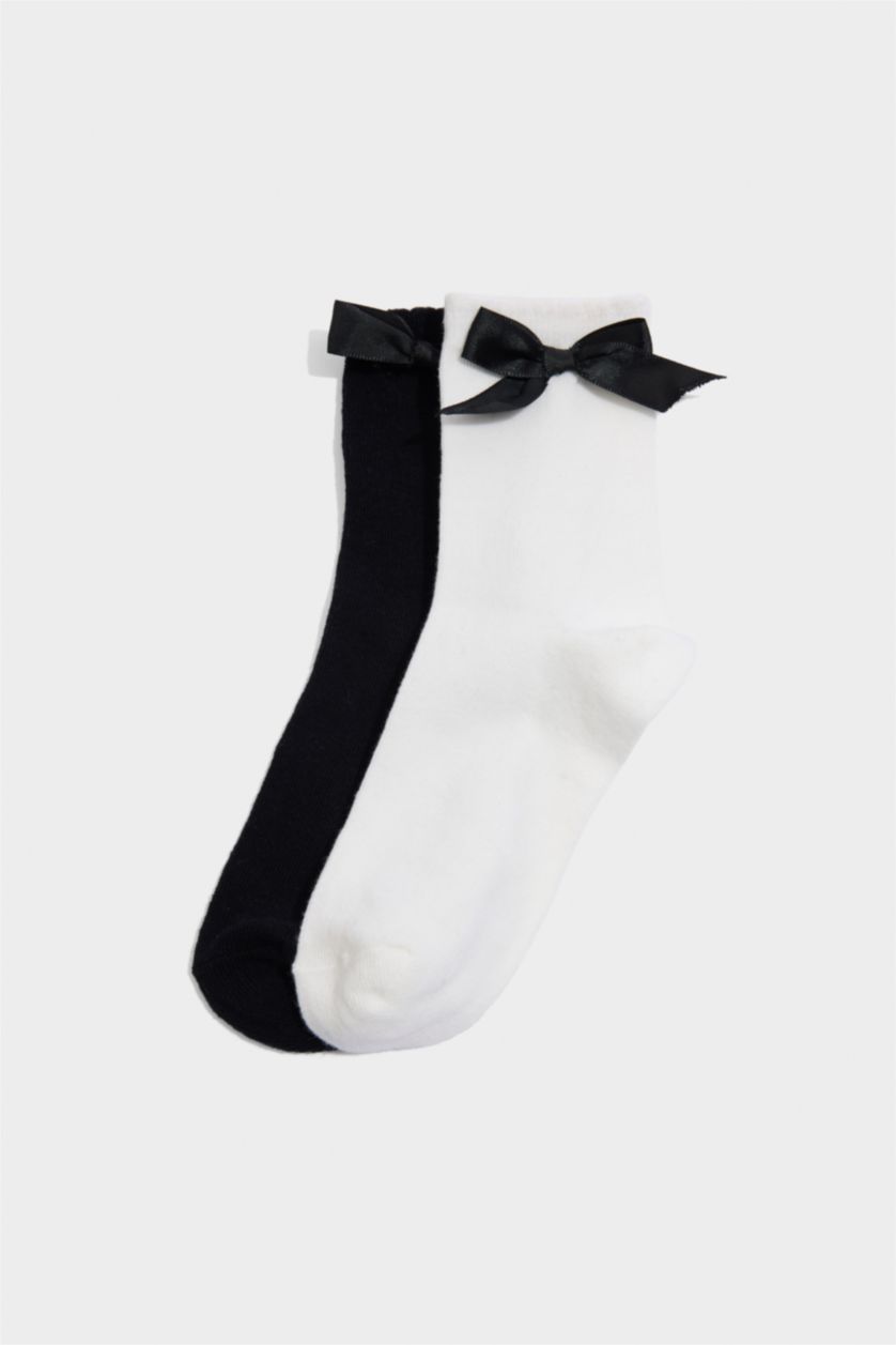 Kız Çocuk - Genç Kız Karma Kız Çocuk Kurdele 2'li Pamuklu Uzun Çorap
