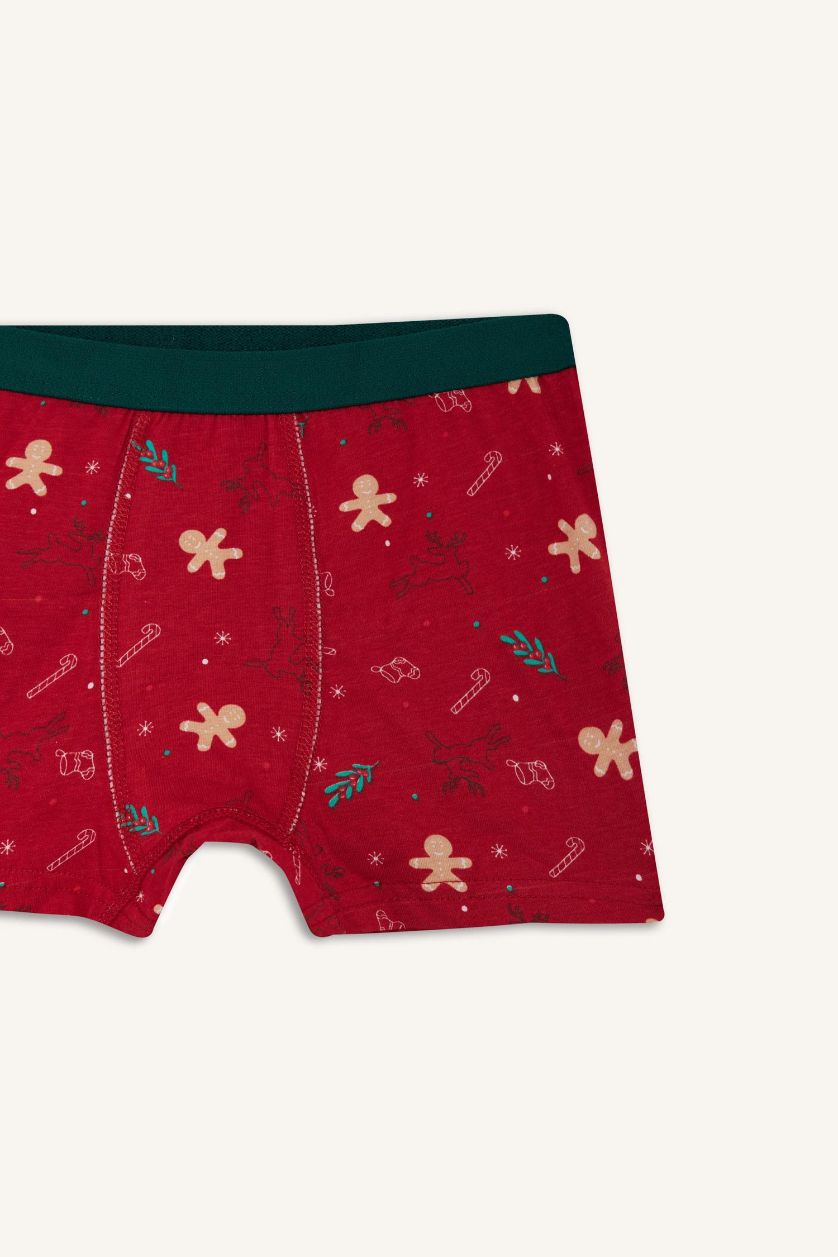 Erkek Çocuk - Genç Erkek Kırmızı Yılbaşı Temalı Penye Boxer Erkek Çocuk