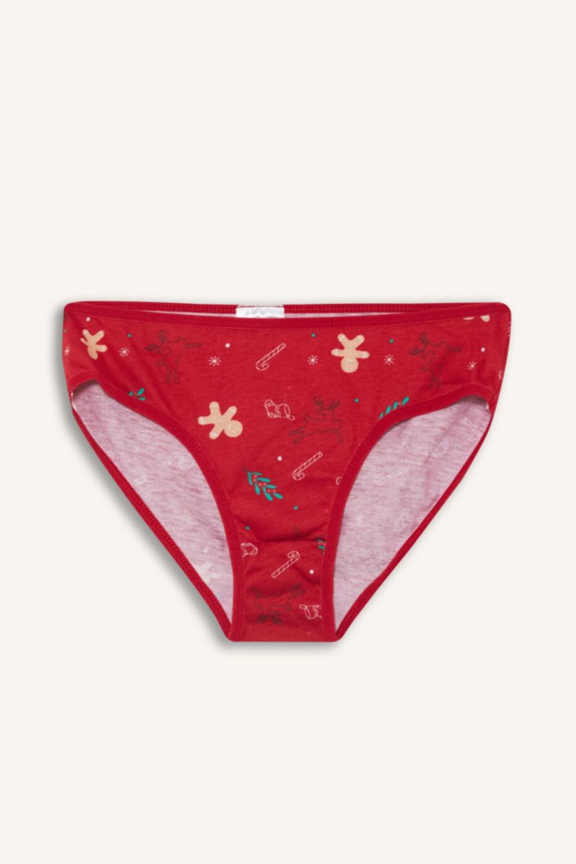 Girls & Teens Red Girl Christmas Themed Cotton Slip Panty