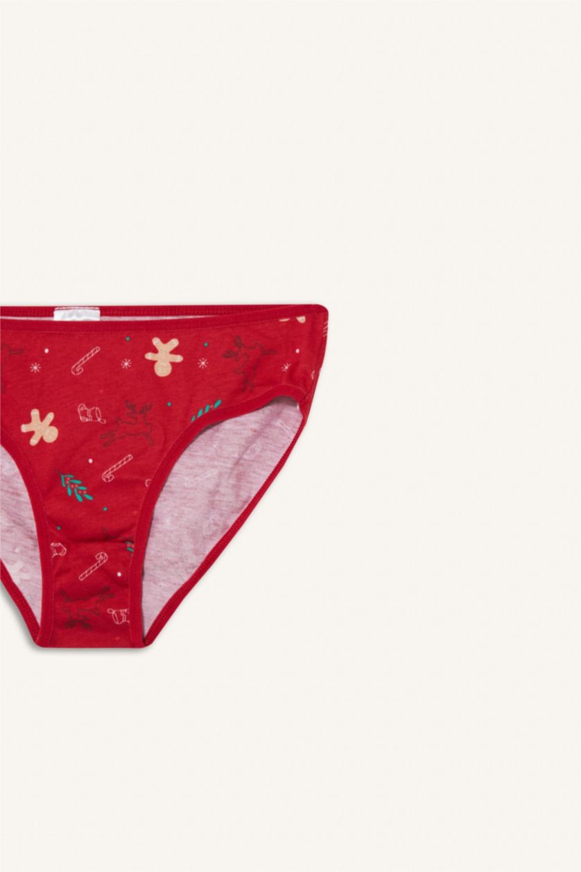 Girls & Teens Red Girl Christmas Themed Cotton Slip Panty