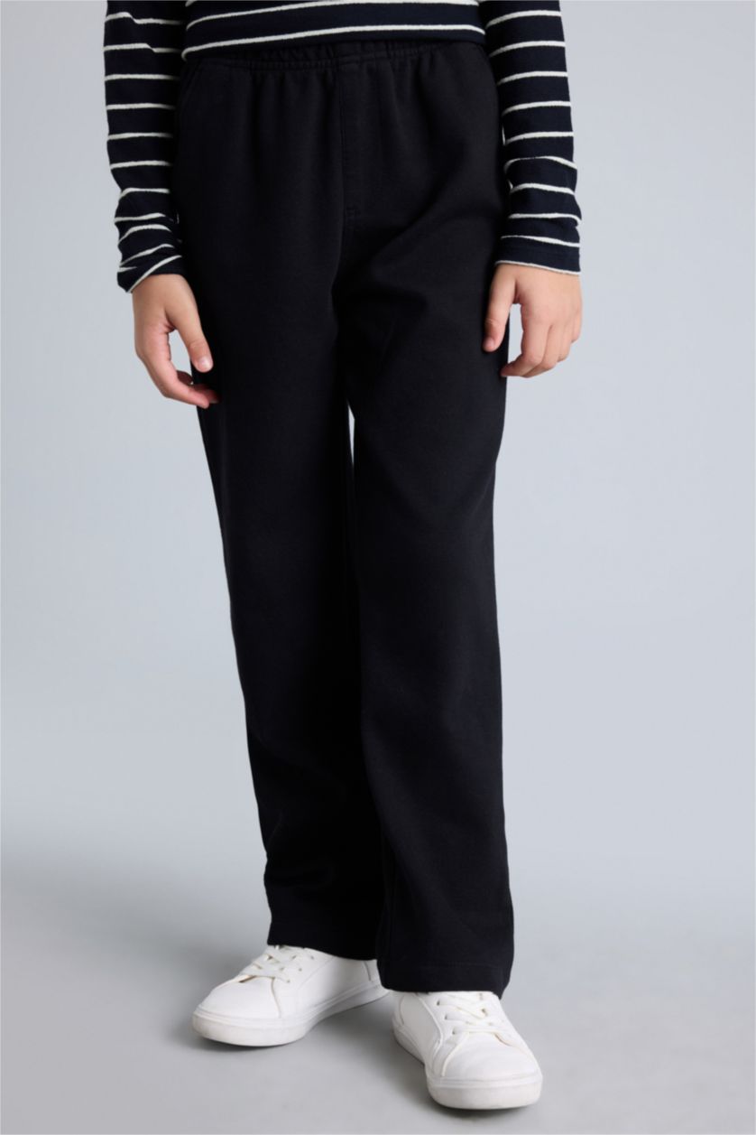 Erkek Çocuk - Genç Erkek Siyah Düz Paça Pantolon Erkek Çocuk