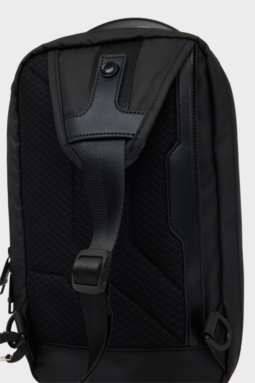 رجال أسود Faux Leather Crossbody Bag