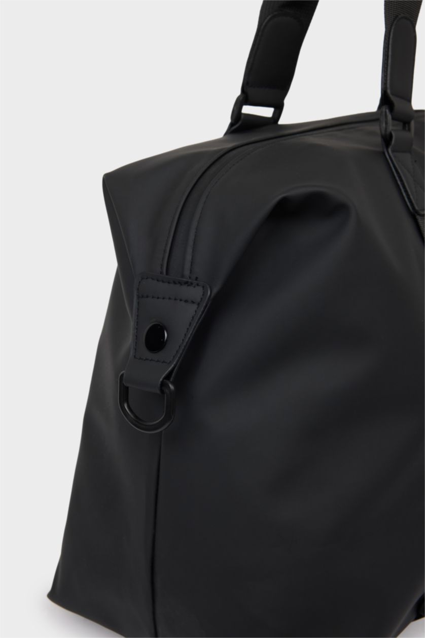 MAN Black Faux Leather Sports And Travel Bag