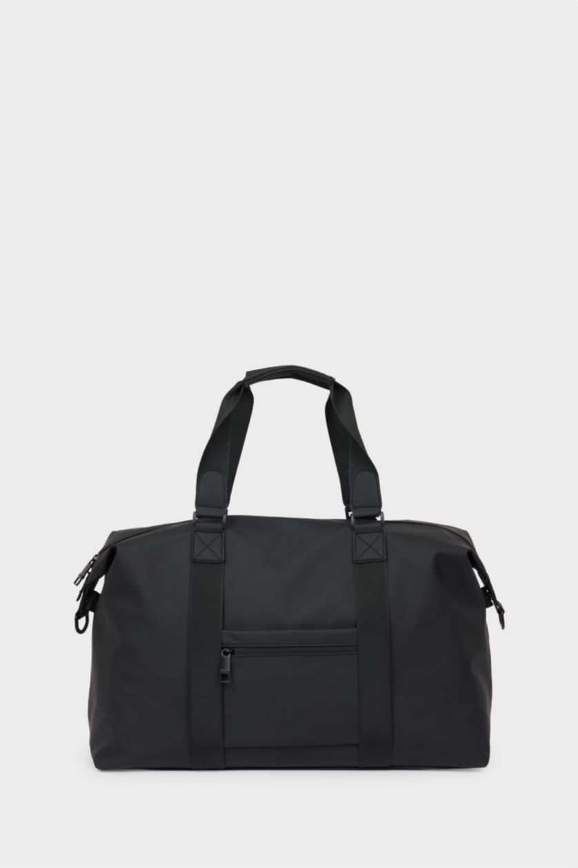 MAN Black Faux Leather Sports And Travel Bag