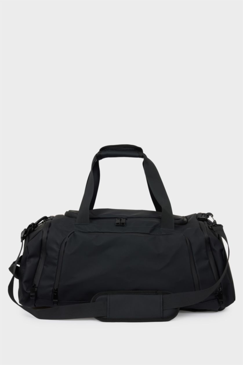 MAN Black Faux Leather Sports And Travel Bag