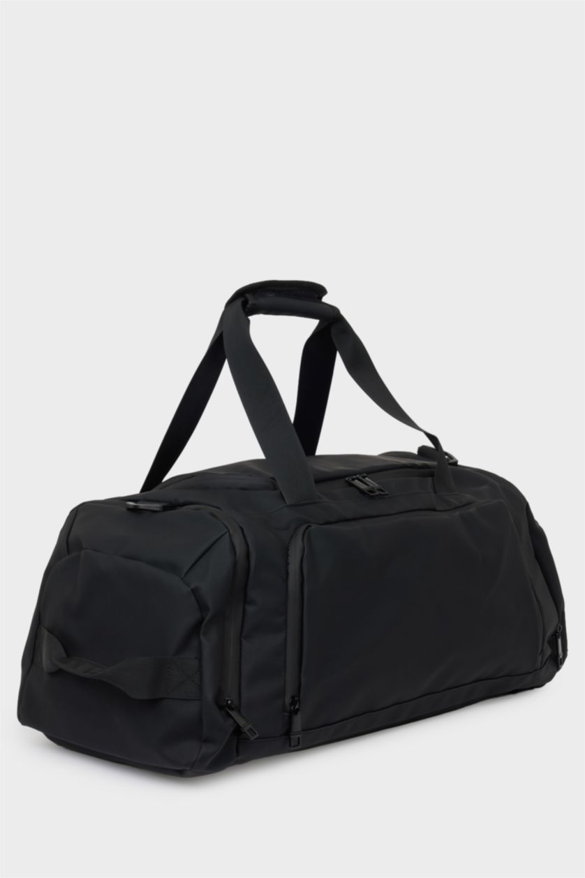 MAN Black Faux Leather Sports And Travel Bag