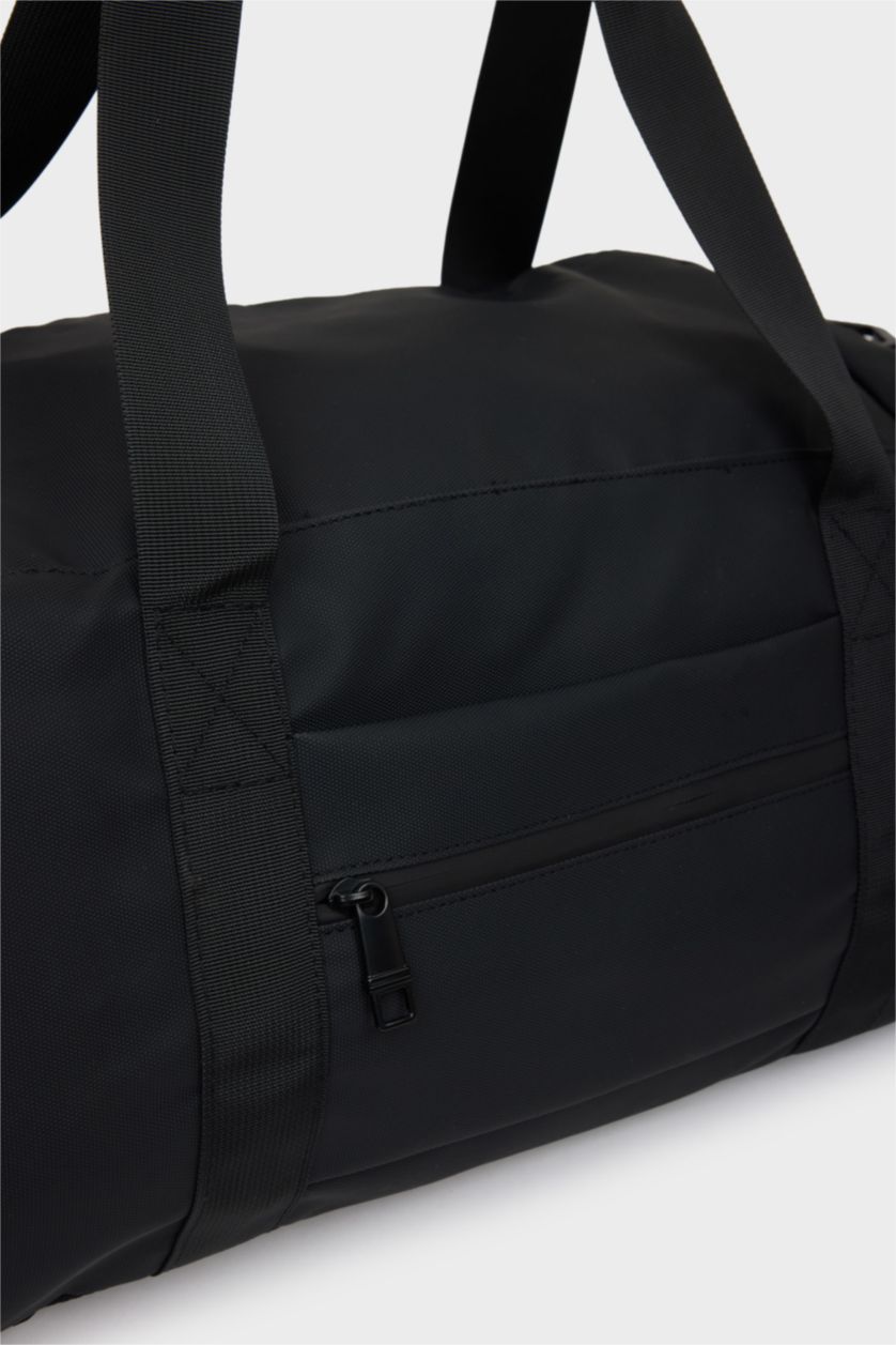 MAN Black Faux Leather Sports And Travel Bag