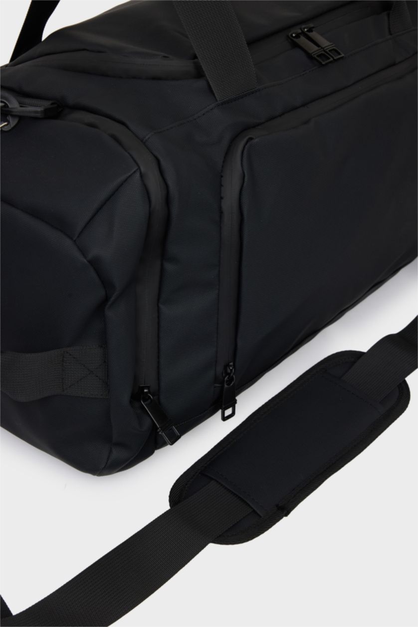 MAN Black Faux Leather Sports And Travel Bag