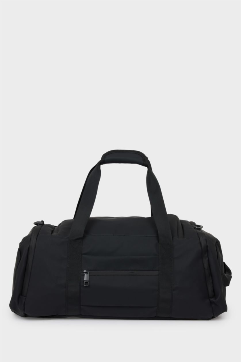 MAN Black Faux Leather Sports And Travel Bag