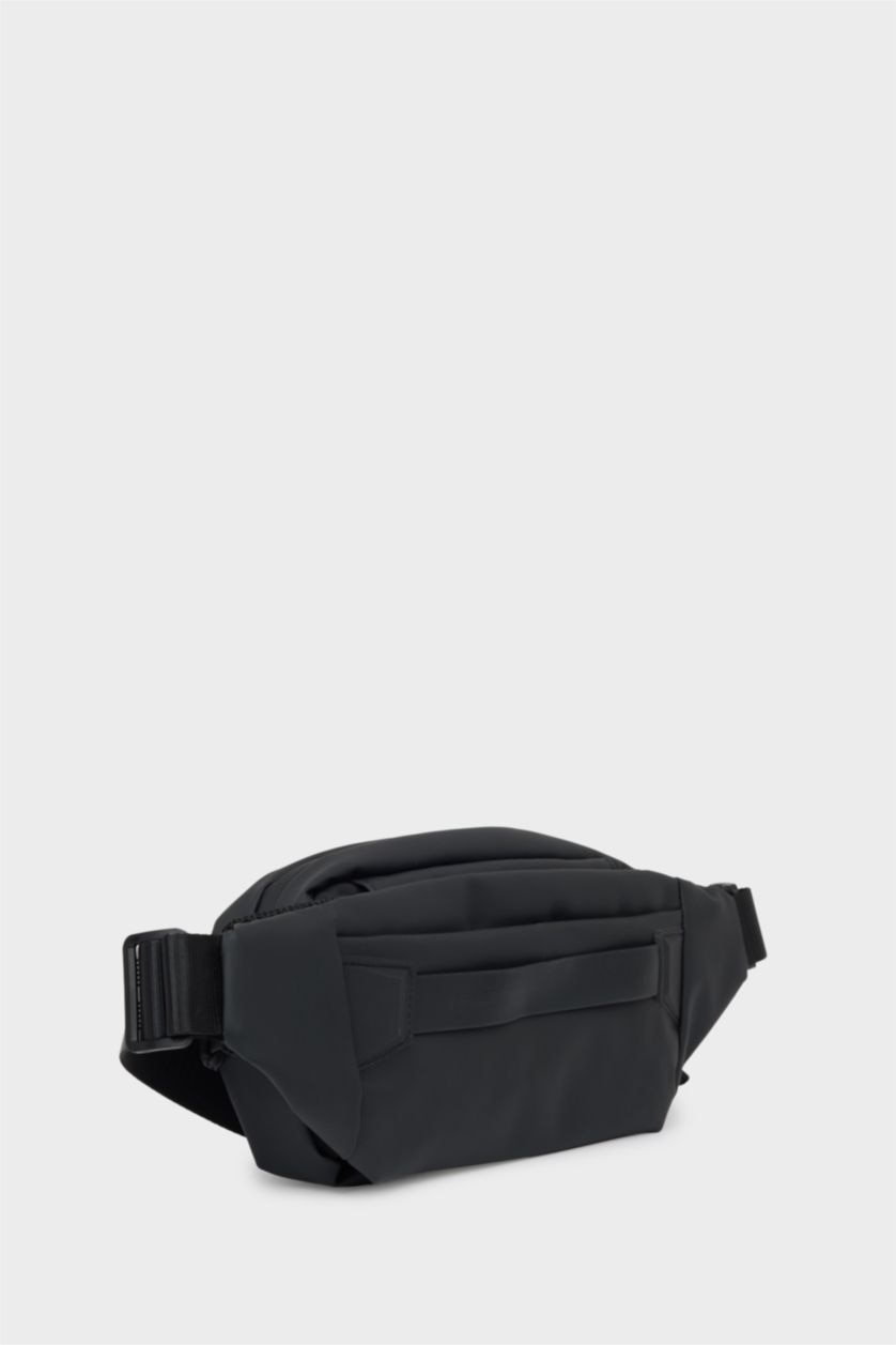 MAN Black Faux Leather Waist Bag