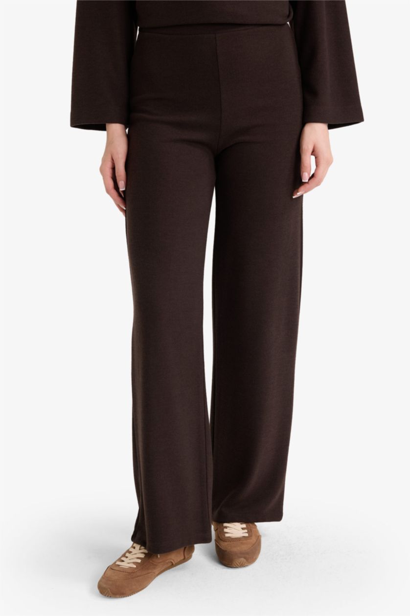 Kadın Kahve Wide Leg Geniş Bol Paça Pantolon