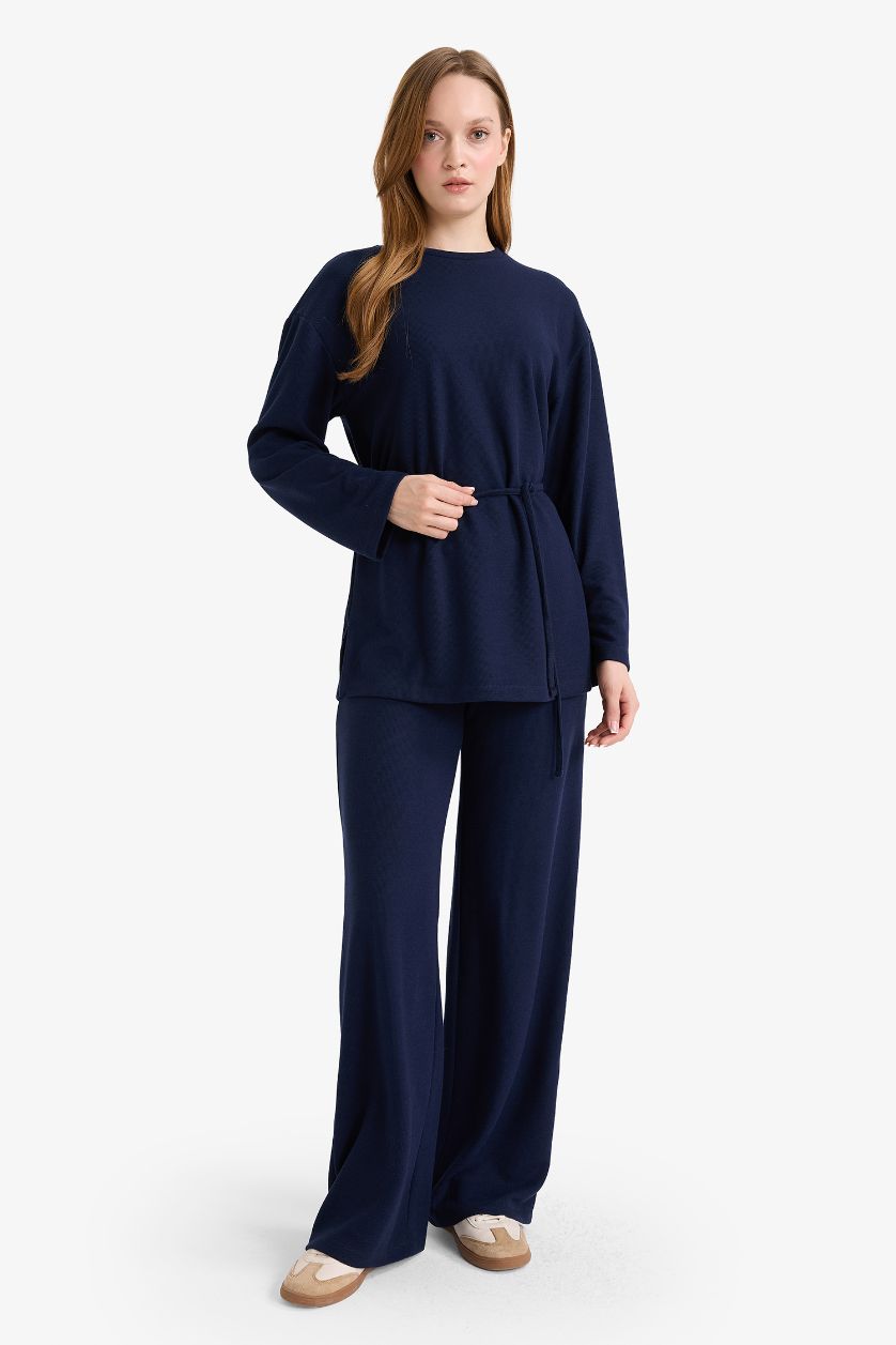 Kadın Lacivert Wide Leg Geniş Bol Paça Pantolon