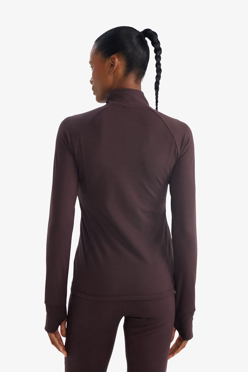 Woman Brown Slim Fit Stand Collar Fleece Lining Cardigan