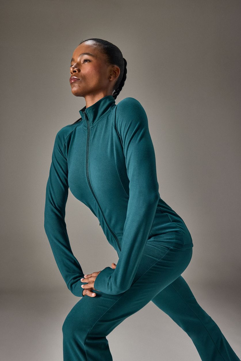 نساء أخضر غامق جاكيت سليم فيت بياخة عالية بجيب وبطانة ناعمة