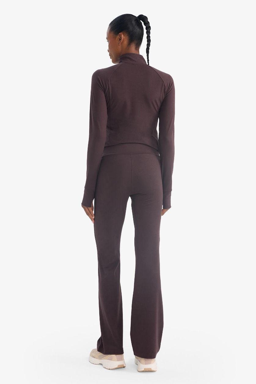 Kadın Kahve Flare Fit İspanyol Paça Uzun Sporcu Pantolon