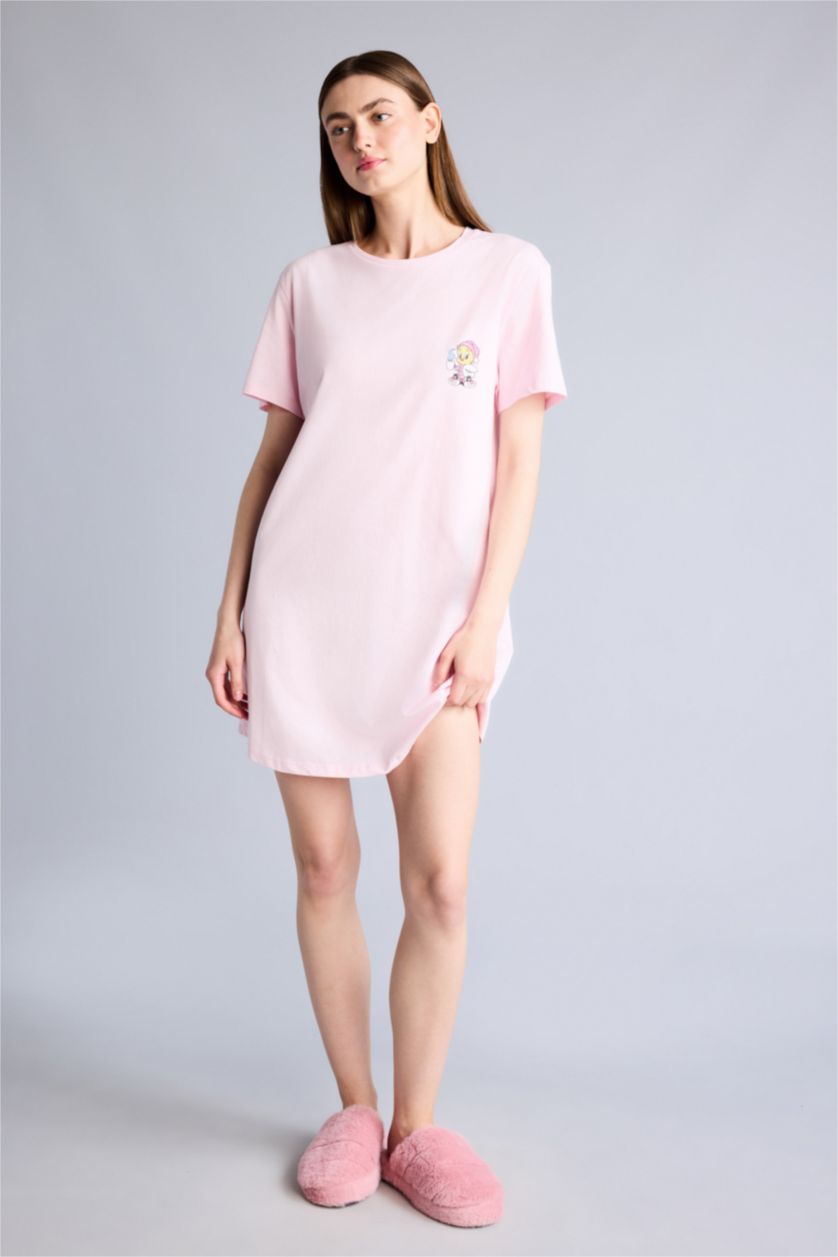 Kadın Açık Pembe Looney Tunes Regular Fit Gecelik