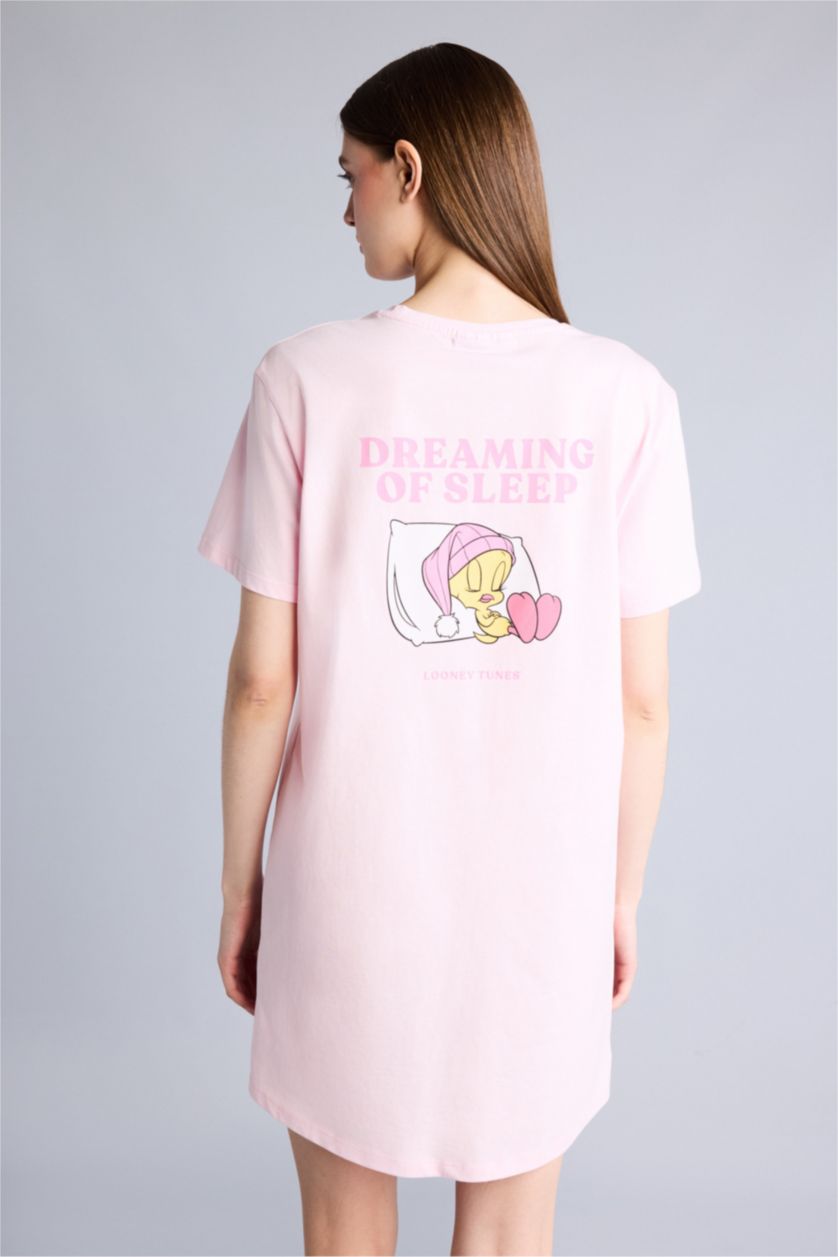 Kadın Açık Pembe Looney Tunes Regular Fit Gecelik