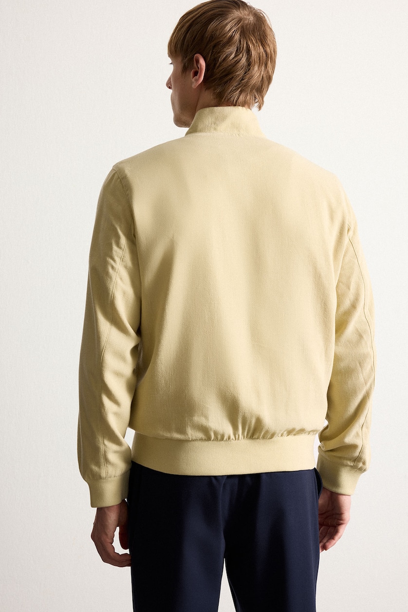 MAN Beige Regular Fit High Neck Zip-Up Jacket