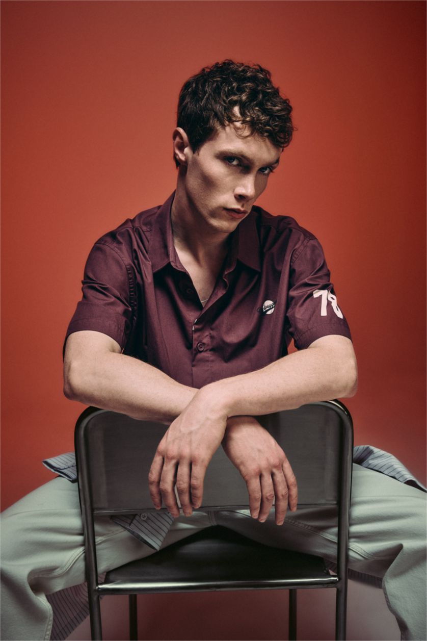 Erkek Açık Bordo %100 Pamuk Boxy Fit Gömlek