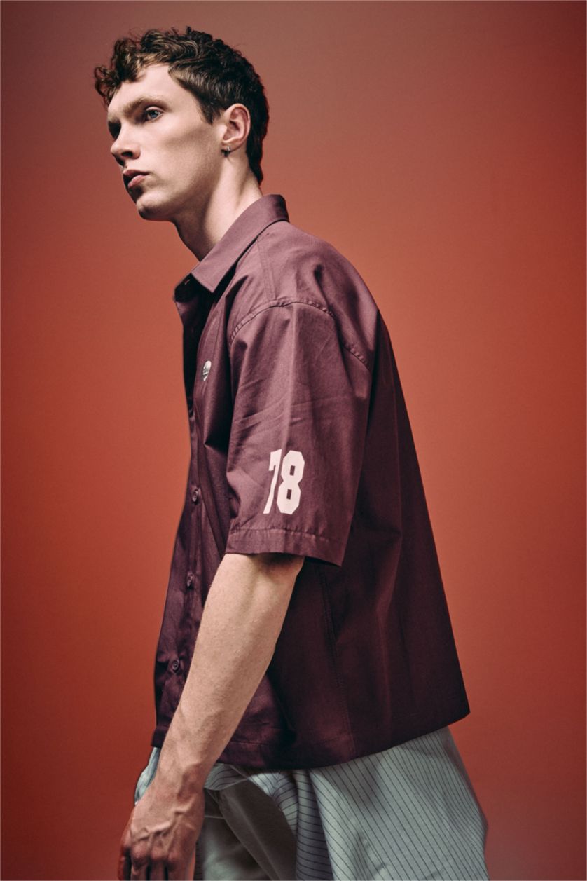 Erkek Açık Bordo %100 Pamuk Boxy Fit Gömlek