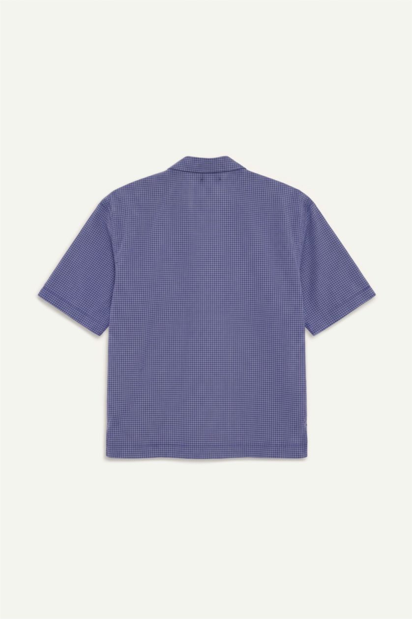 Men NAVY Boxy Fit Wowen Fabrics Short Sleeve Shirt