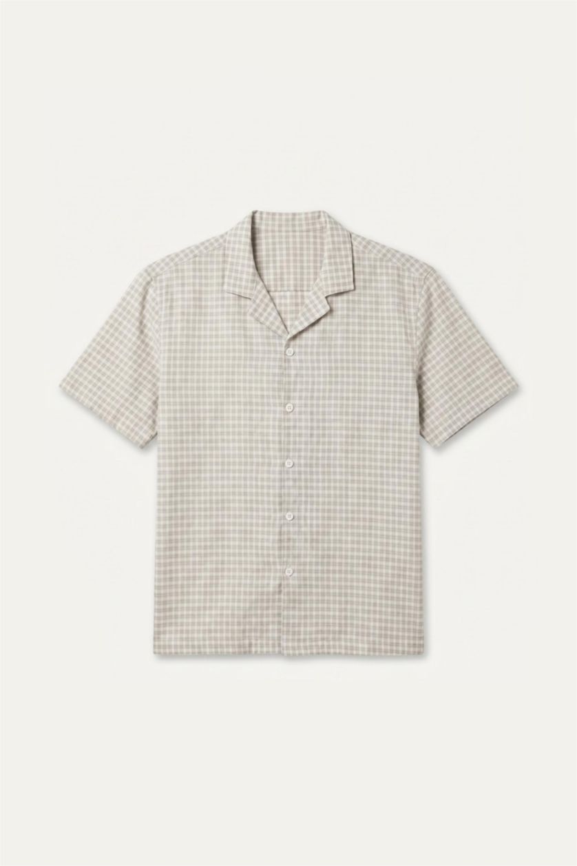 رجال بيج فاتح Boxy Fit Short Sleeve Shirt