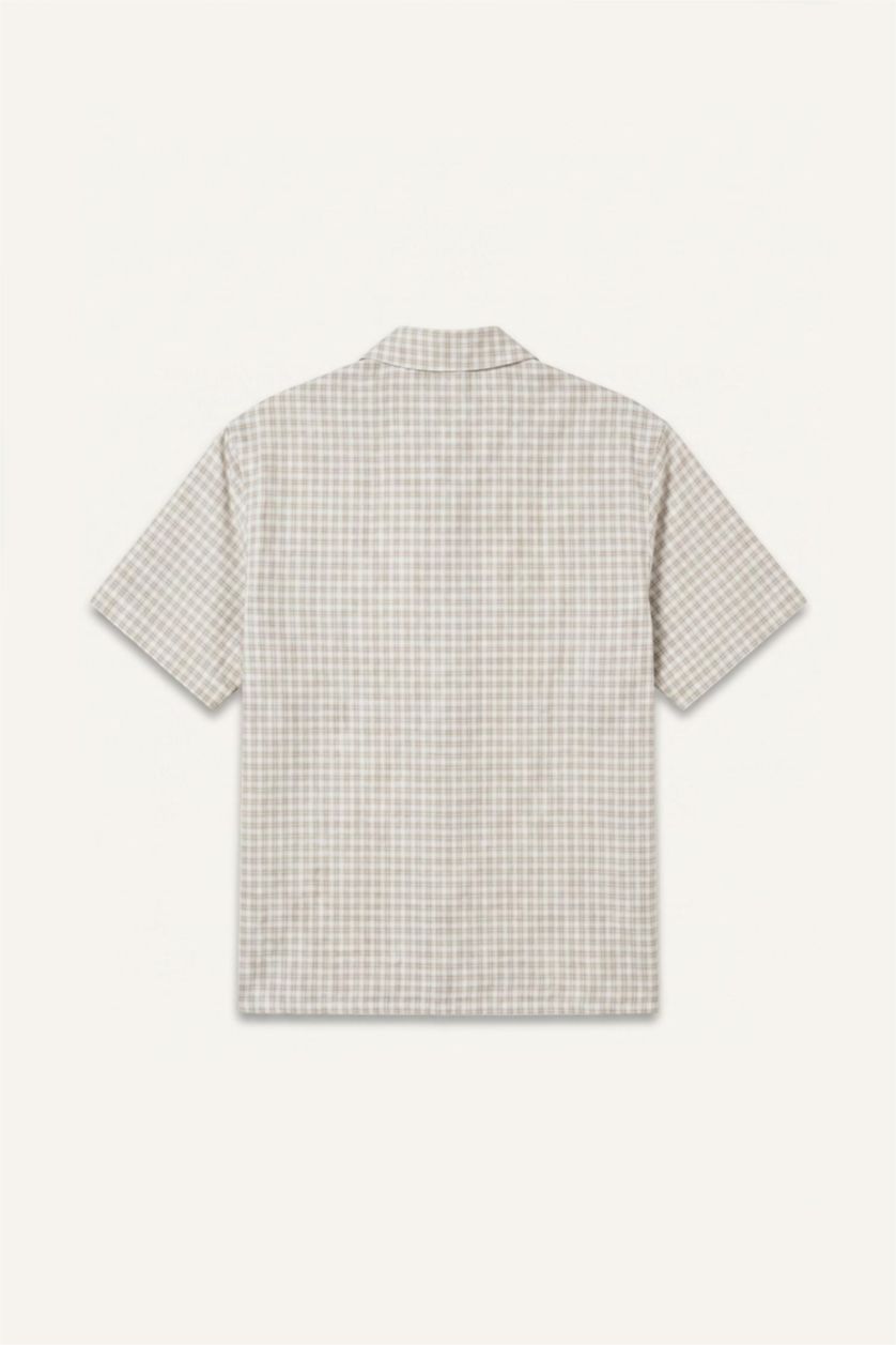 رجال بيج فاتح Boxy Fit Short Sleeve Shirt