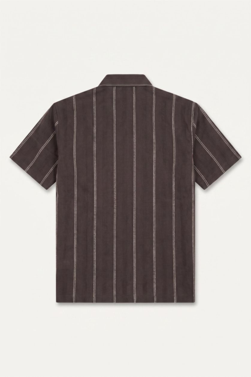MAN Light Brown 100% Cotton Striped Brown Shirt