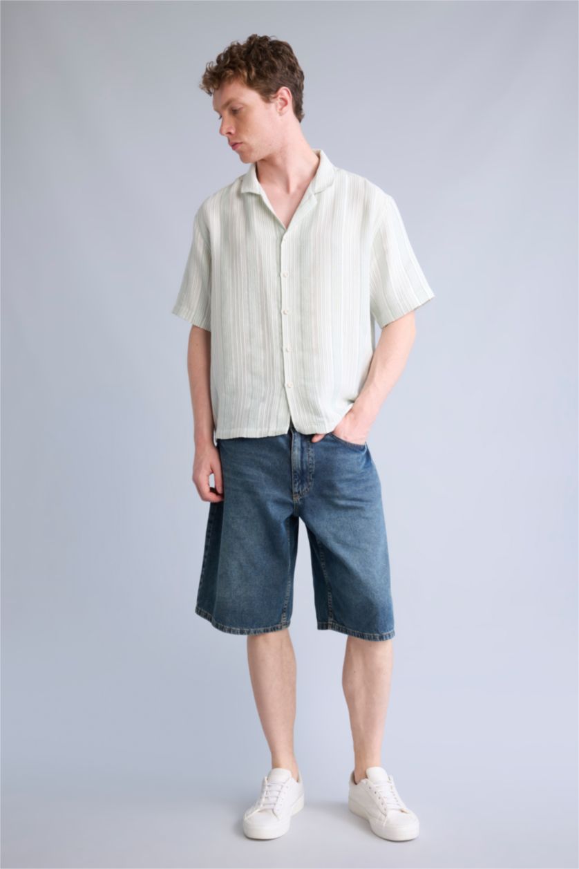 Men Açık Yeşil Boxy Fit Short Sleeve Shirt