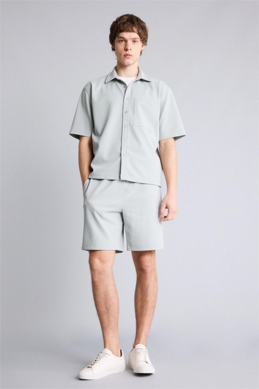 Мужчины Мятный Рубашка Boxy Fit из эластичной ткани