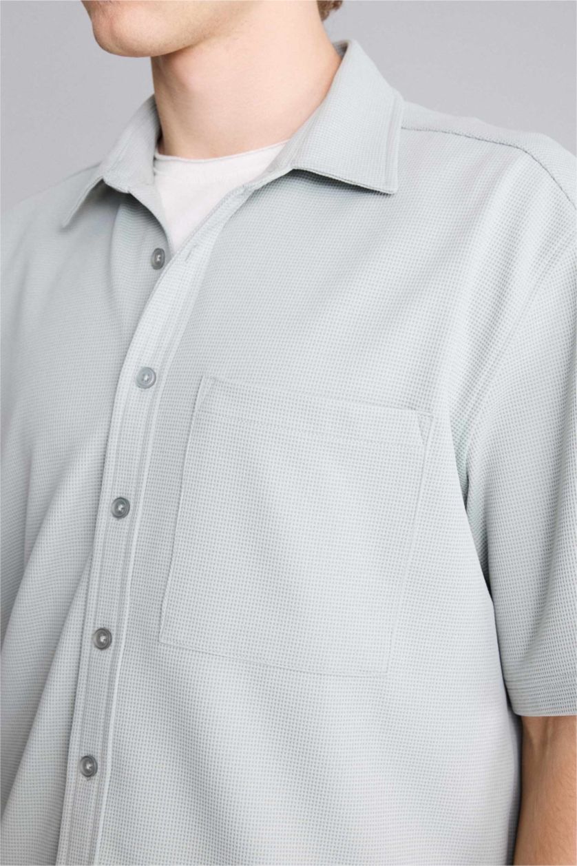 Мужчины Мятный Рубашка Boxy Fit из эластичной ткани