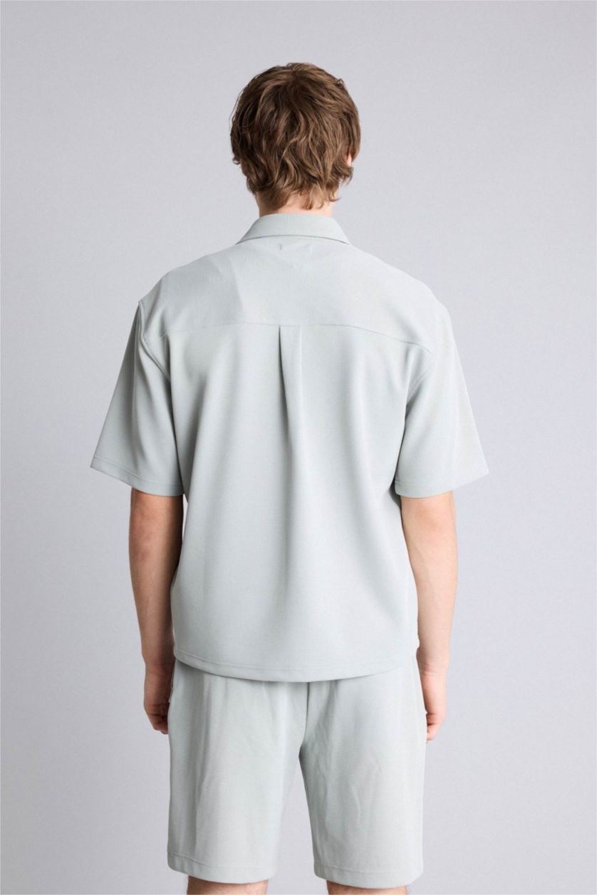 Мужчины Мятный Рубашка Boxy Fit из эластичной ткани