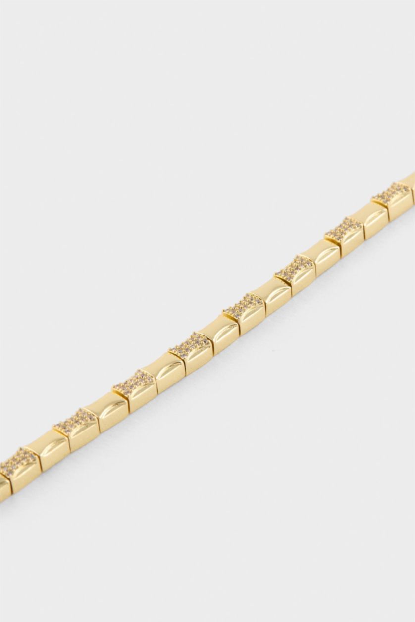 Kadın Altın Reis X DeFacto Diktörtgen Desenli Gold Bileklik