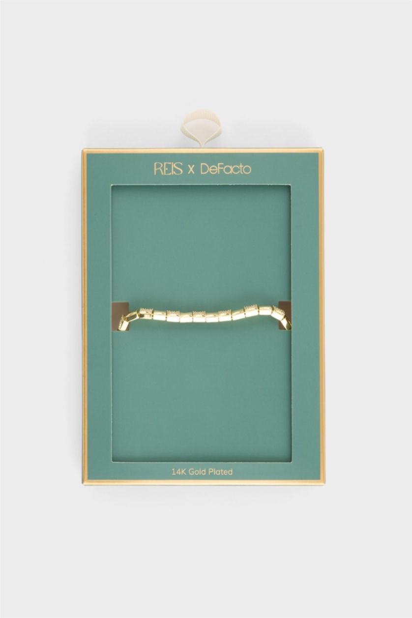 Kadın Altın Reis X DeFacto Diktörtgen Desenli Gold Bileklik