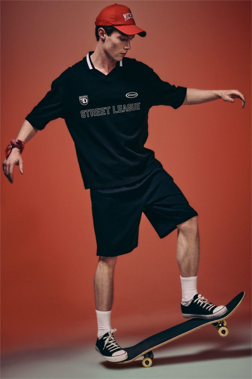 Erkek Siyah Baggy Fıt Şort