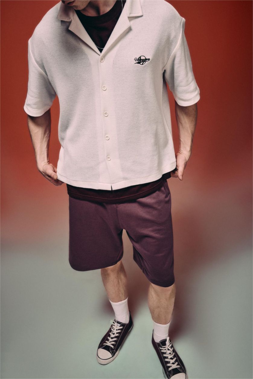 Erkek Açık Bordo Baggy Fıt Şort