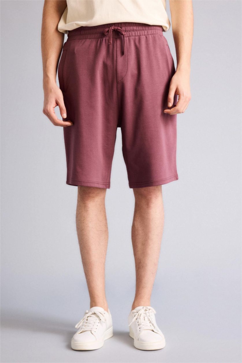 Erkek Açık Bordo Baggy Fıt Şort