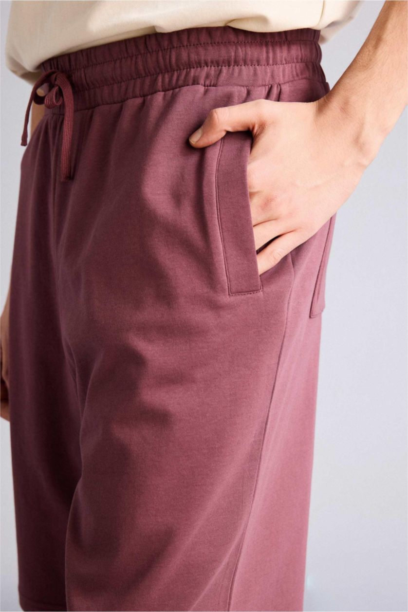 Erkek Açık Bordo Baggy Fıt Şort