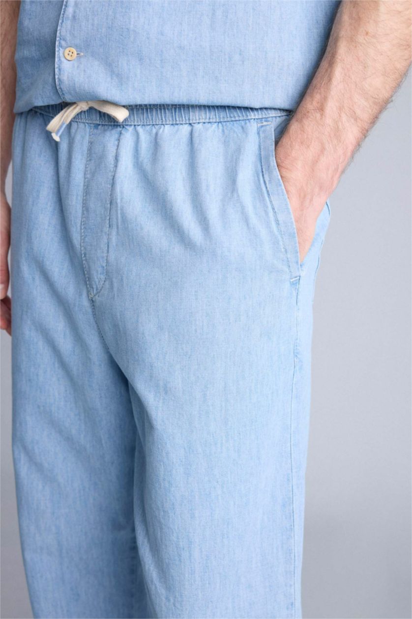 Erkek Açık Mavi Baggy Fıt Pantolon