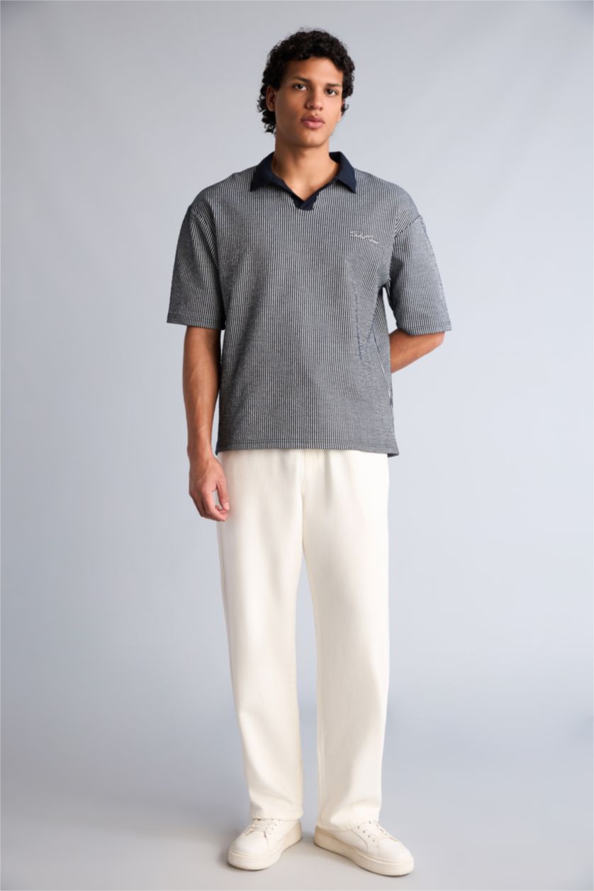 Erkek Beyaz Baggy Jean Pantolon