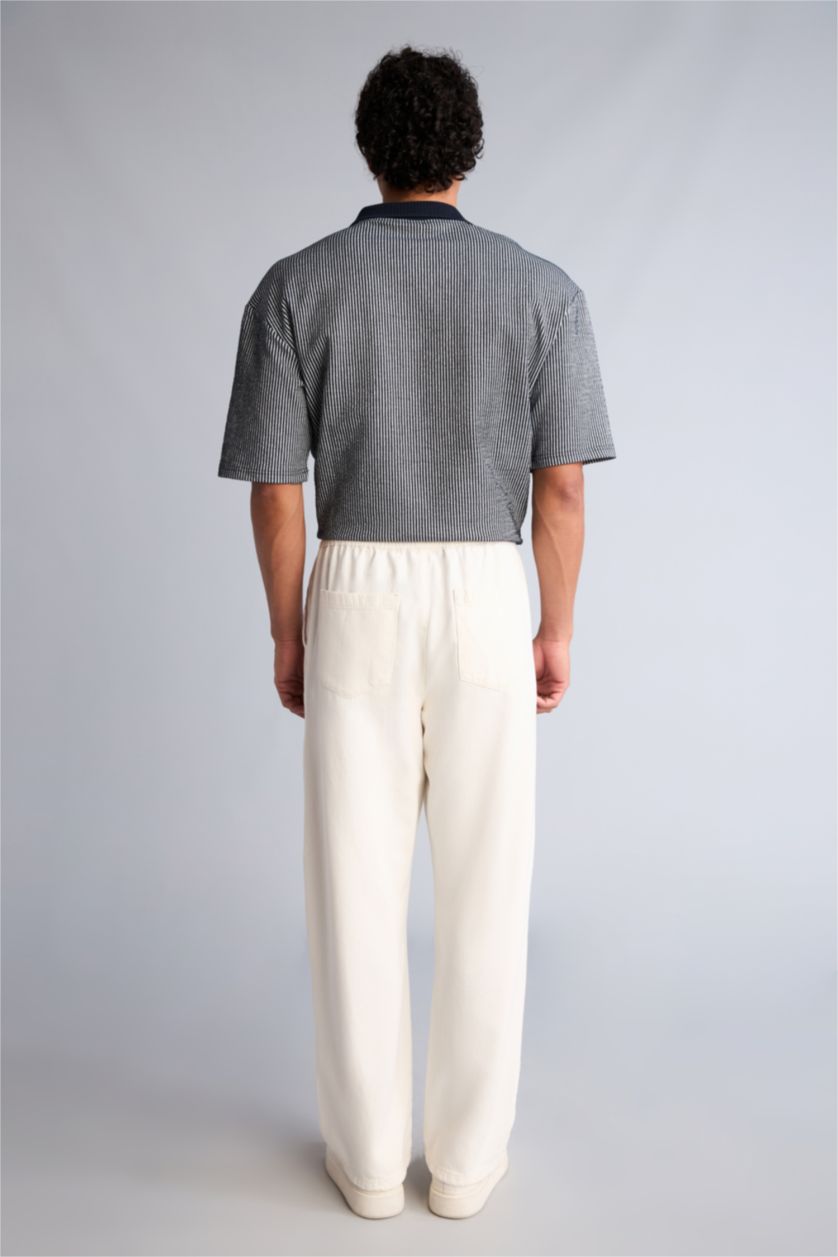 Erkek Beyaz Baggy Jean Pantolon