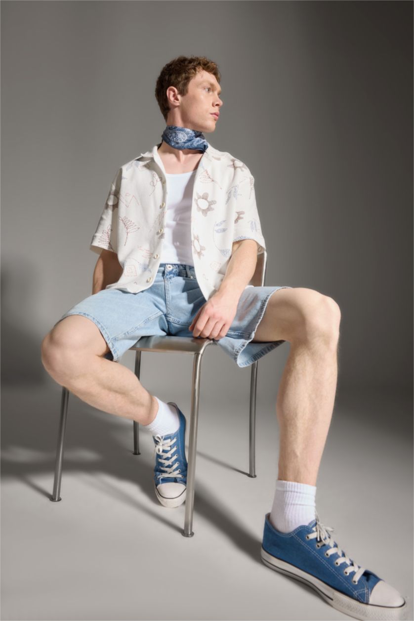 Men Light Blue Baggy Fit