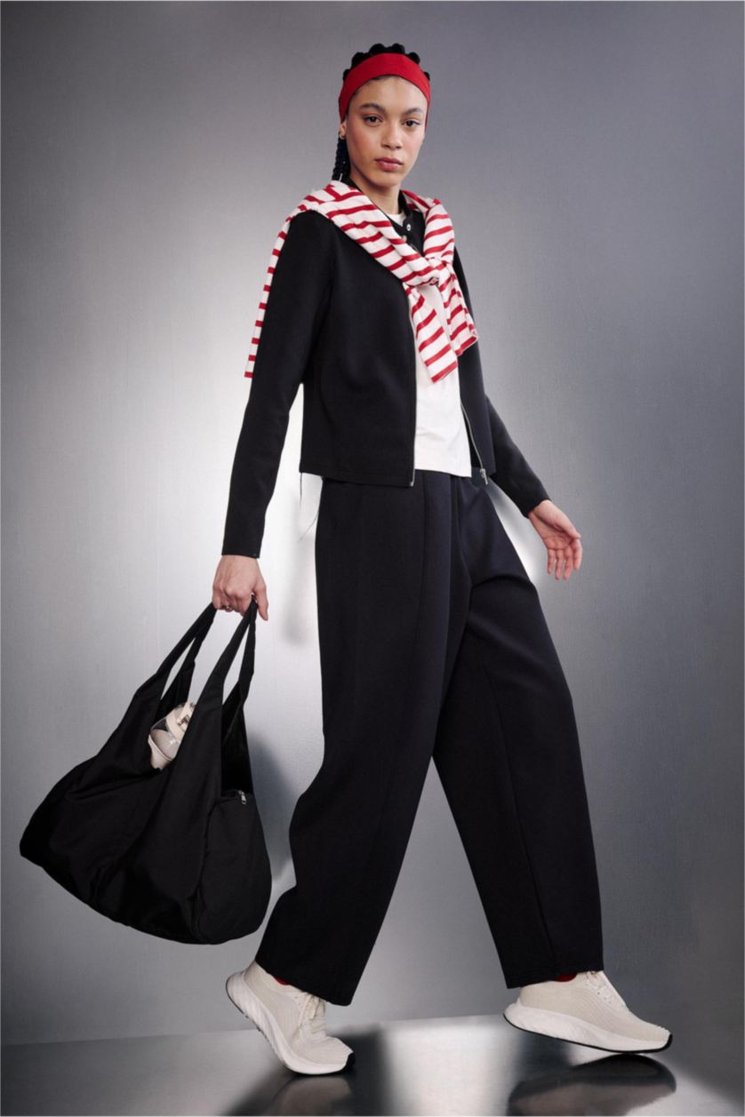 نساء أسود بنطرون بجامة رياضي قماش سكوبا باريل فيت قصة عادية