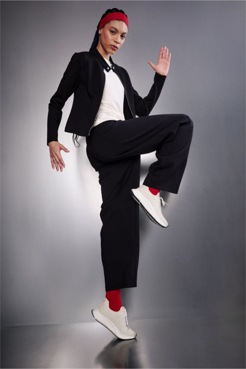 نساء أسود بنطرون بجامة رياضي قماش سكوبا باريل فيت قصة عادية