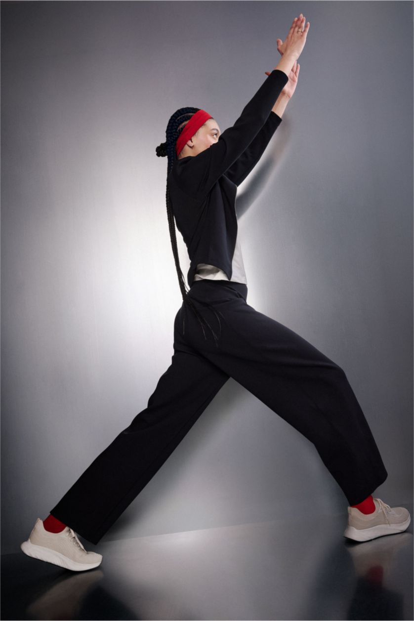 نساء أسود بنطرون بجامة رياضي قماش سكوبا باريل فيت قصة عادية