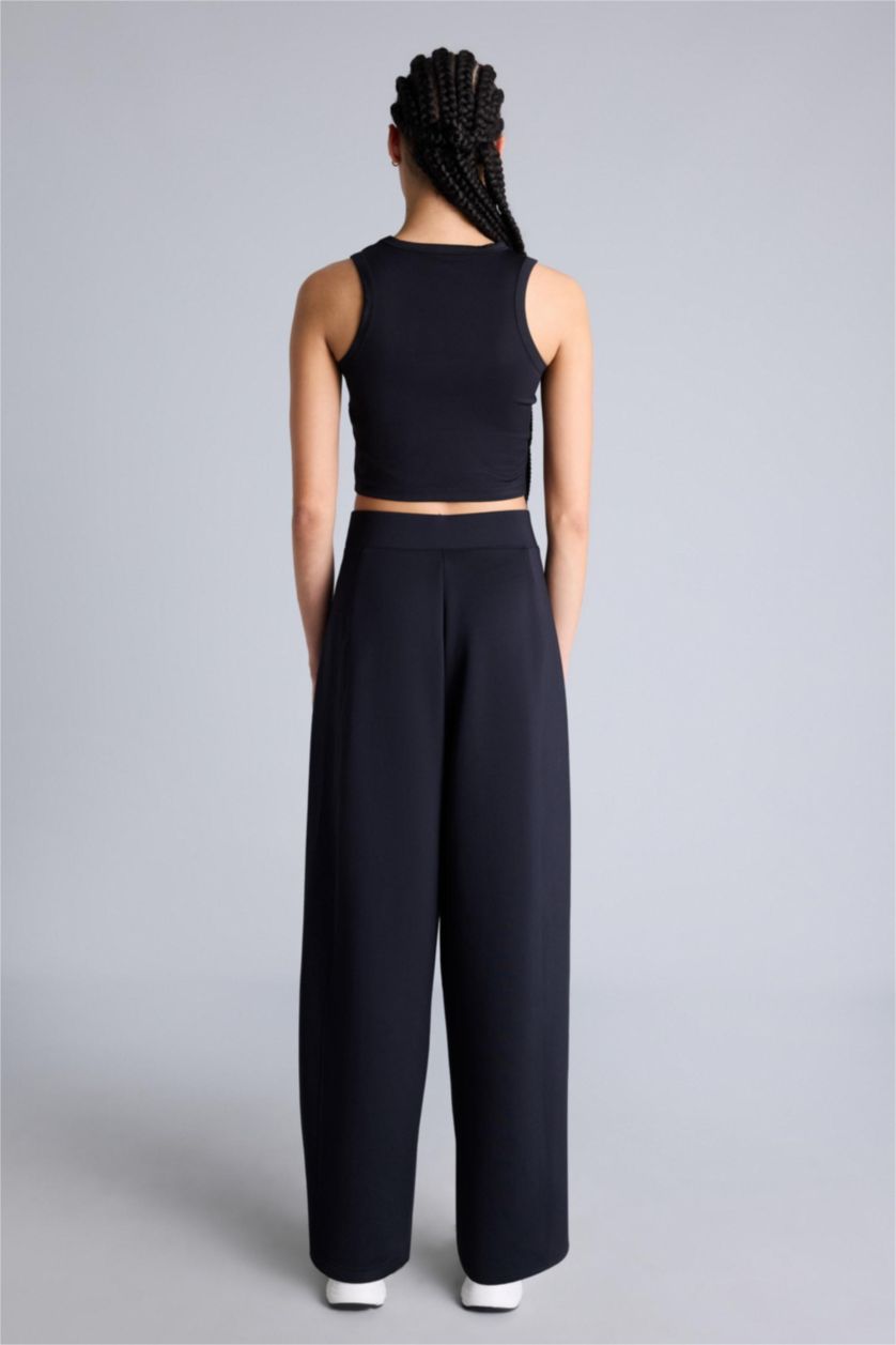 نساء أسود بنطرون بجامة رياضي قماش سكوبا باريل فيت قصة عادية