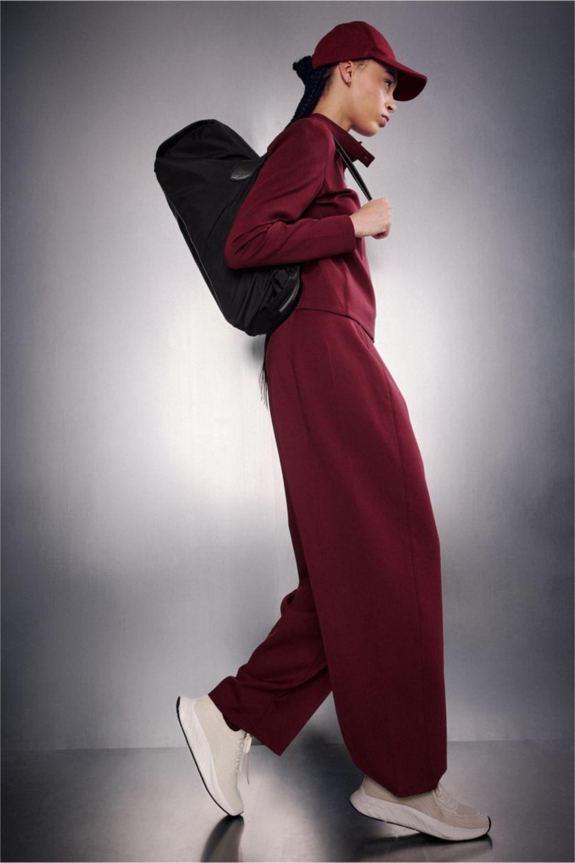 WOMAN Bordeaux Barrel Fit Standard Leg Scuba Fabric Sweatpants