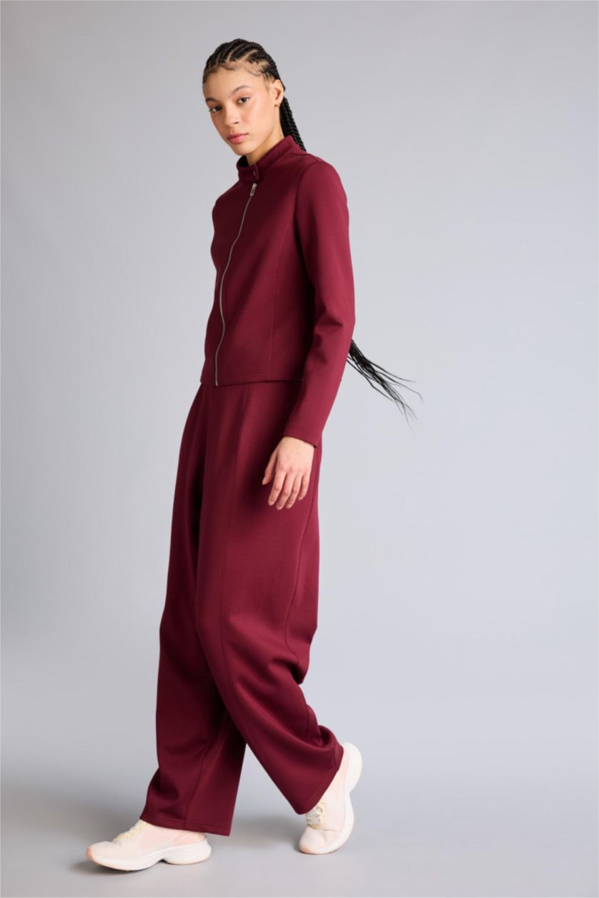 WOMAN Bordeaux Barrel Fit Standard Leg Scuba Fabric Sweatpants