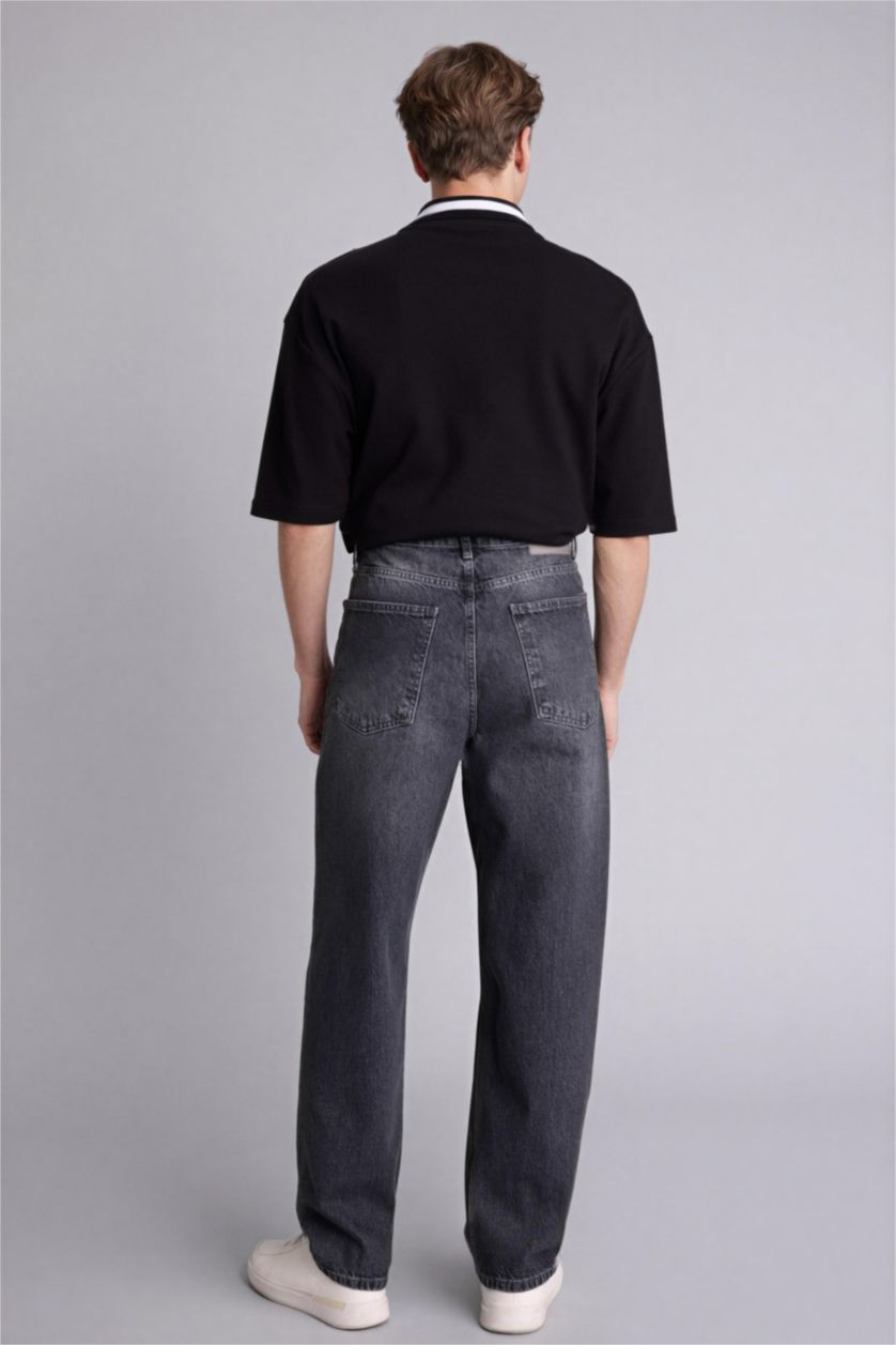 Erkek Gri Baggy Fıt Pantolon