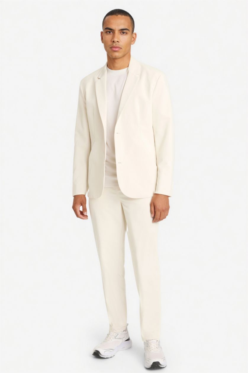 Erkek Bej Teknik Kumaştan Esnek Blazer Ceket